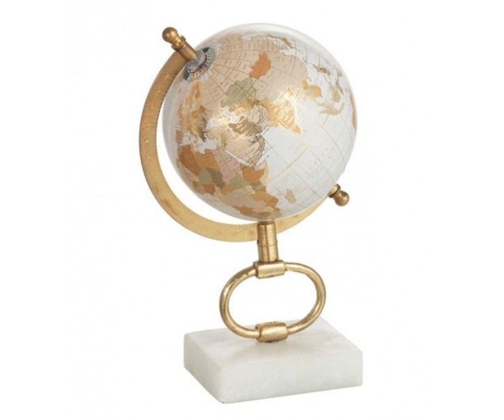 Glóbus na kovové zlaté noze Marble small - ∅15*27 cm J-Line by Jolipa
