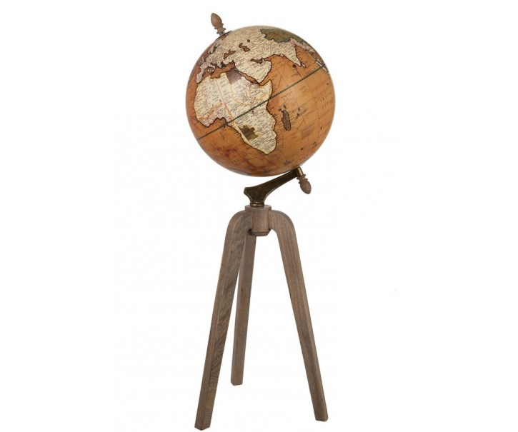 Dekorace glóbus na dřevěné trojnožce Rustic - Ø40*101cm J-Line by Jolipa