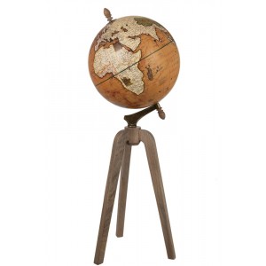 Dekorace glóbus na dřevěné trojnožce Rustic - Ø40*101cm