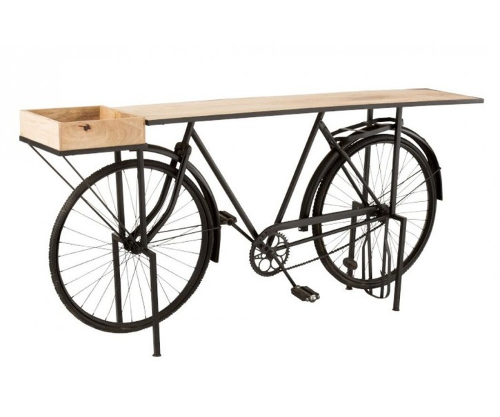 Černý konzolový stolek retro kolo Bicycle - 190*36*84cm J-Line by Jolipa