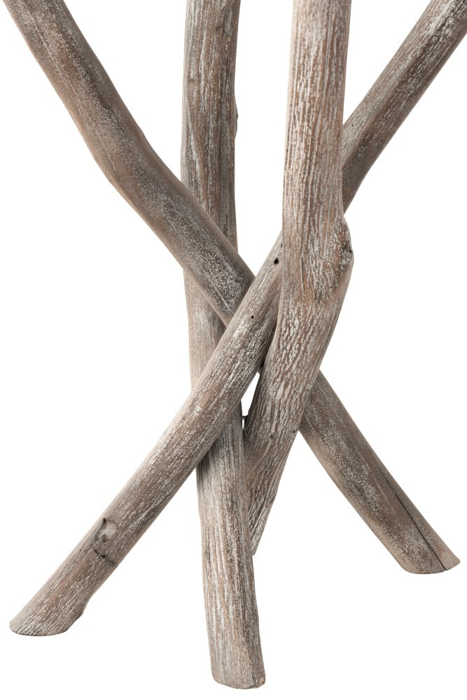 Odkládací kulatý dřevěný stůl se skleněnou deskou Branchy - Ø50*59 cm J-Line by Jolipa Odkládací kulatý dřevěný stůl se skleněnou deskou Branchy - Ø50*59 cm J-Line by Jolipa