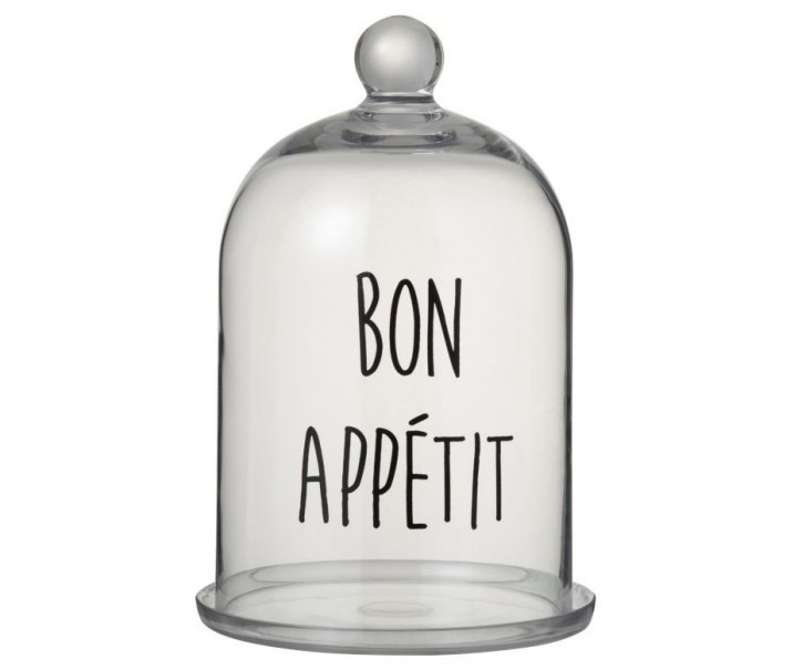 Skleněný podnos s poklopem Bon Apetit - Ø19 * 31cm J-Line by Jolipa