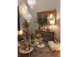 Bílé kovové závěsné světlo/lustr Oriental drop- Ø 41*164 cm
