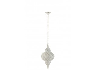 Bílé kovové závěsné světlo/lustr Oriental drop - Ø 31*133 cm