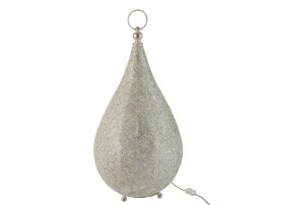 Bílá kovová stolní lampička Oriental drop- Ø 31*60 cm