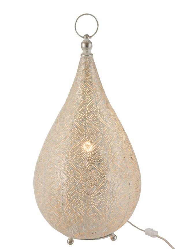 Bílá kovová stolní lampička Oriental drop- Ø 31*60 cm J-Line by Jolipa Bílá kovová stolní lampička Oriental drop- Ø 31*60 cm J-Line by Jolipa