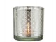 Skleněný svícen se stříbrným ornamentem Oriental silver - Ø 15*15cm J-Line by Jolipa