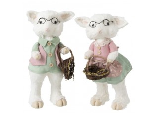 Dekorace ovčí chlapec a dívka Sheep - 25*22*46cm