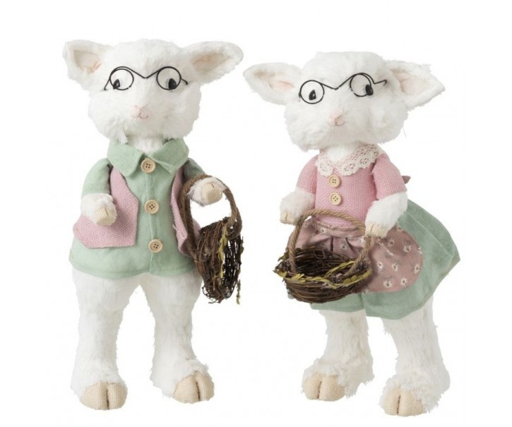 Dekorace ovčí chlapec a dívka Sheep - 25*22*46cm J-Line by Jolipa