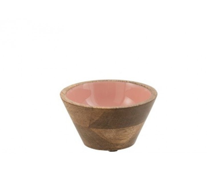 Dřevěná miska s růžovým vnitřkem Enamell small - ∅ 10*5,5cm J-Line by Jolipa