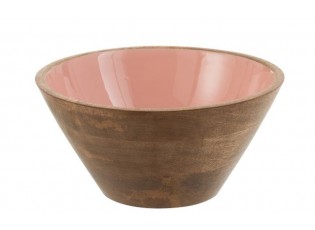 Dřevěná miska s růžovým vnitřkem Enamell medium - ∅ 24*11,5cm