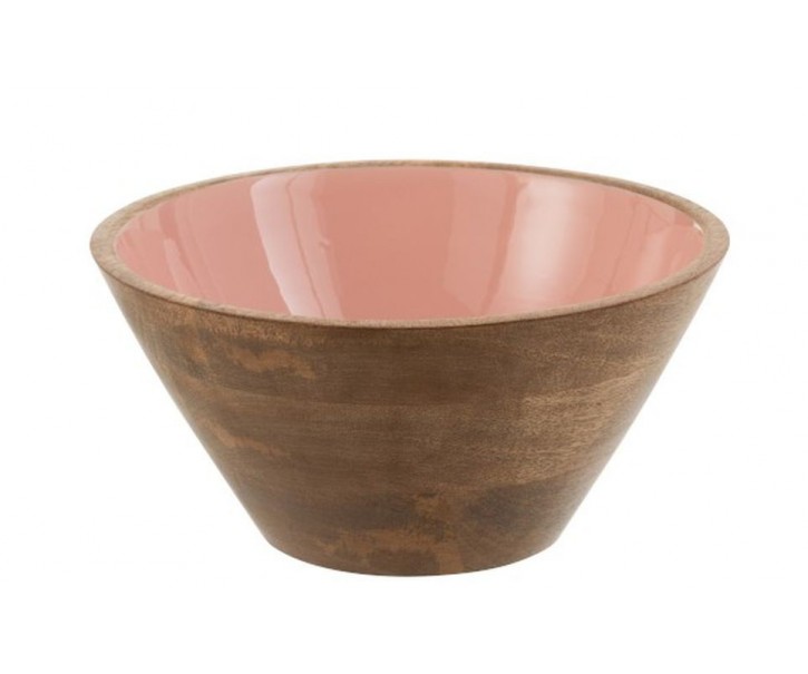 Dřevěná miska s růžovým vnitřkem Enamell medum - ∅ 24*11,5cm J-Line by Jolipa