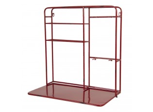 Červená nástěnná police na skleničky - 59*33*63 cm