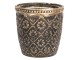 Hnědo černo zlatý skleněný svícen Tealight - 9*9 cm Clayre & Eef