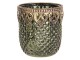 Zeleno zlatý skleněný svícen s patinou Tealight - 8*9 cm Clayre & Eef