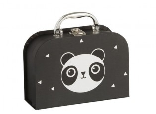 Černý papírový kufřík se zásuvkami Panda - 20*14*7cm