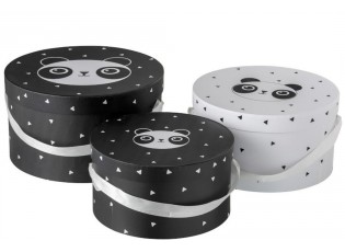 Sada 3papírových kulatých boxů Panda - Ø32*18cm