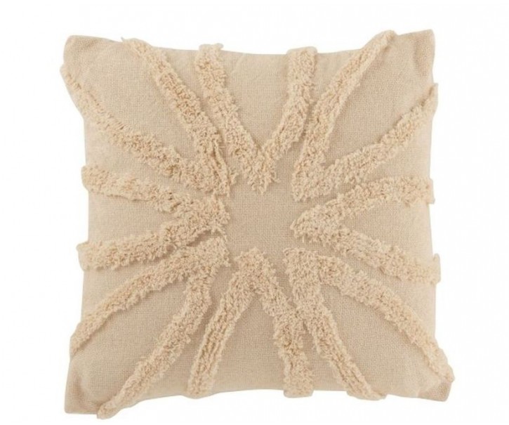 Přírodní bavlněný polštář s třásněmi Ibiza flower - 45*45cm J-Line by Jolipa