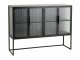 Černá kovová komoda s prosklenými dvířky Franco - 120*35*90 cm J-Line by Jolipa
