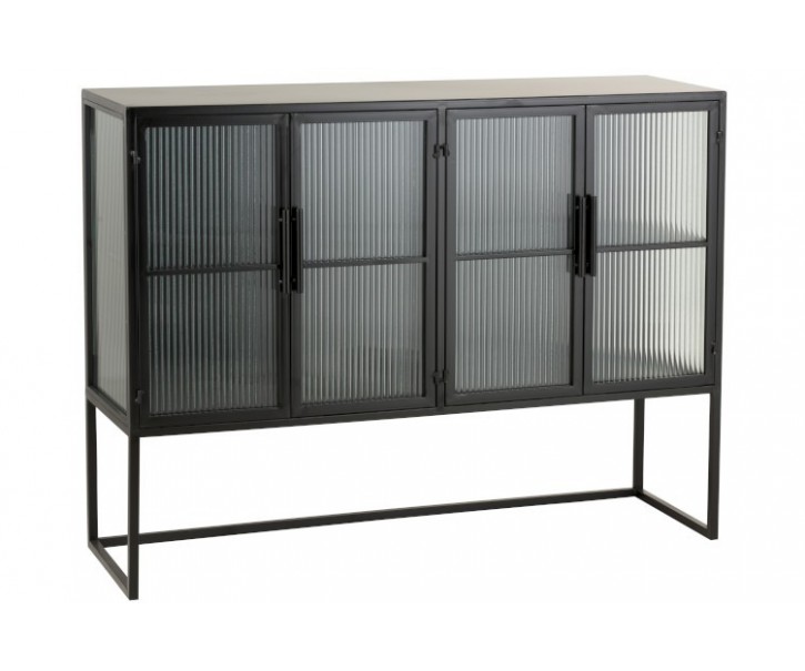 Černá kovová komoda s prosklenými dvířky Franco - 120*35*90 cm J-Line by Jolipa