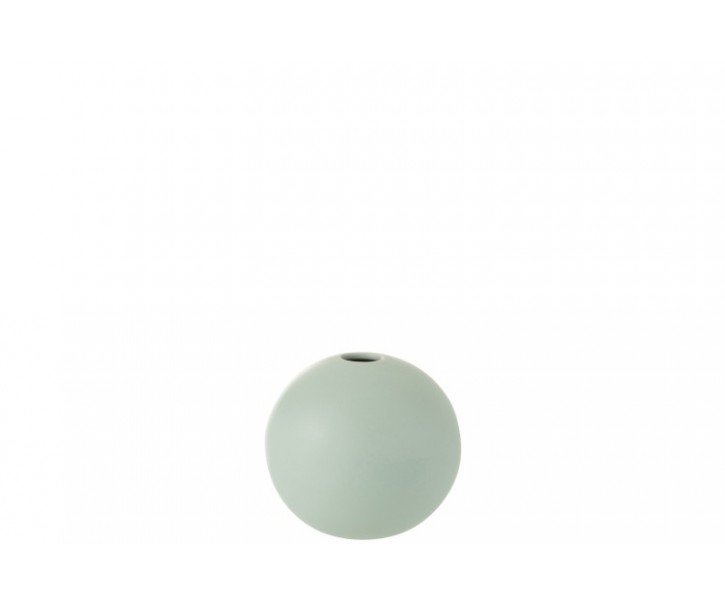 Zelenkavá keramická kulatá váza Pastel Green S - 12,3*12,3*11,5 cm J-Line by Jolipa