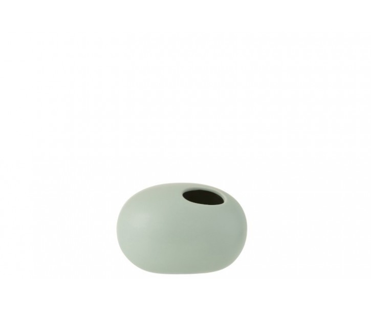 Světle zelená keramická oválná váza Pastel Green S - 16*10*10,6 cm J-Line by Jolipa