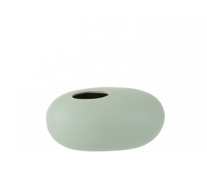 Světle zelená keramická oválná váza Pastel Green L - 25,2*15*13 cm J-Line by Jolipa