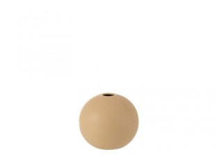Krémová kulatá keramická váza Beige S - 12,3*12,3*11,5 cm
