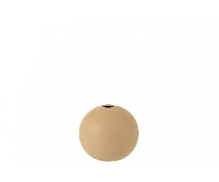 Krémová kulatá keramická váza Beige S - 12,3*12,3*11,5 cm J-Line by Jolipa