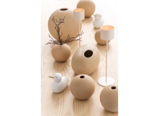 Béžová keramická oválná váza Matt Beige - 16*10*10 cm