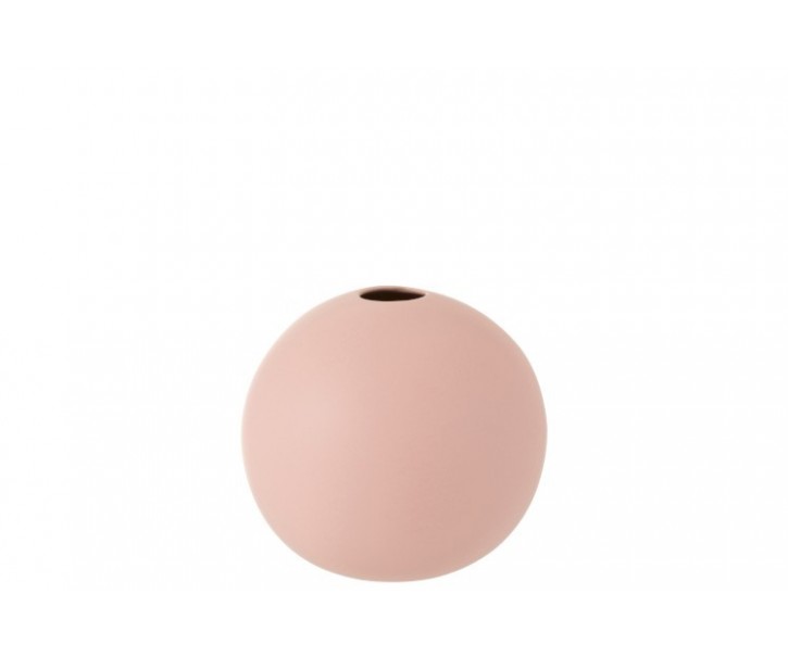 Světle růžová keramická kulatá váza Matt Pink M - 18,3*18,3*18 cm J-Line by Jolipa