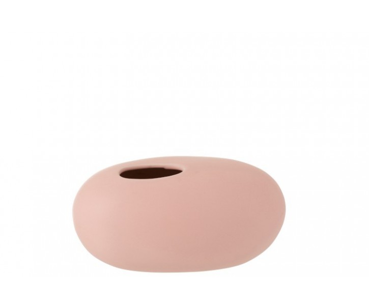 Světle růžová keramická oválná váza Matt Pink L - 24,5*14,5*13 cm J-Line by Jolipa