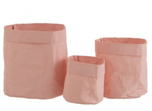 Set 3ks růžových květináčů z voděodolného papíru - 20*20*21 cm