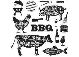 Balení bílých papírových ubrousků se zvířaty BBQ -20 ks - 13*3*13 cm
