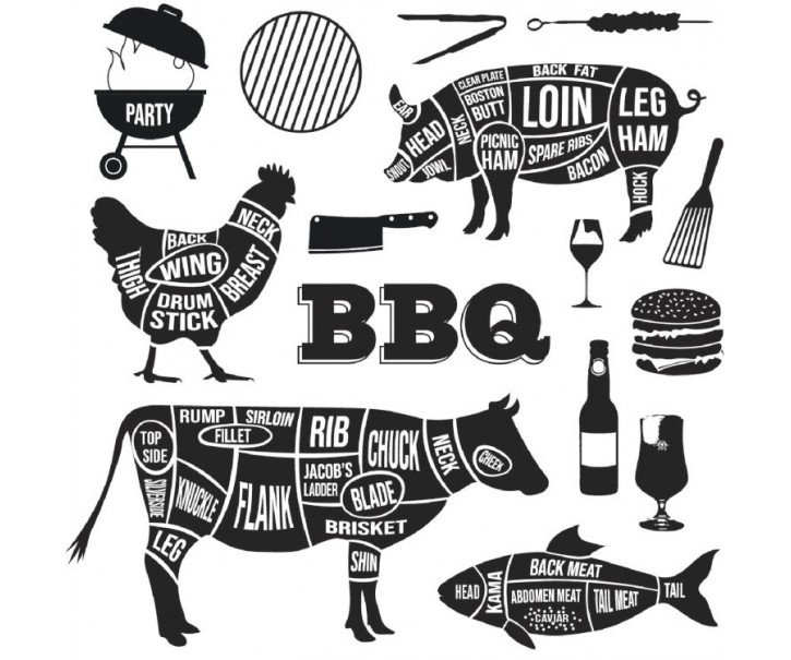 Balení bílých papírových ubrousků se zvířaty BBQ -20 ks - 13*3*13 cm J-Line by Jolipa