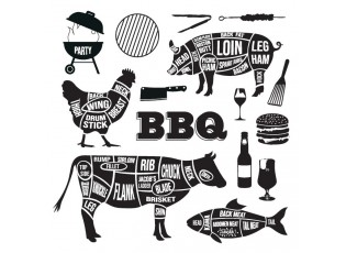 Balení bílých papírových ubrousků se zvířaty BBQ L -20 ks - 16,5*2,8*16,5 cm