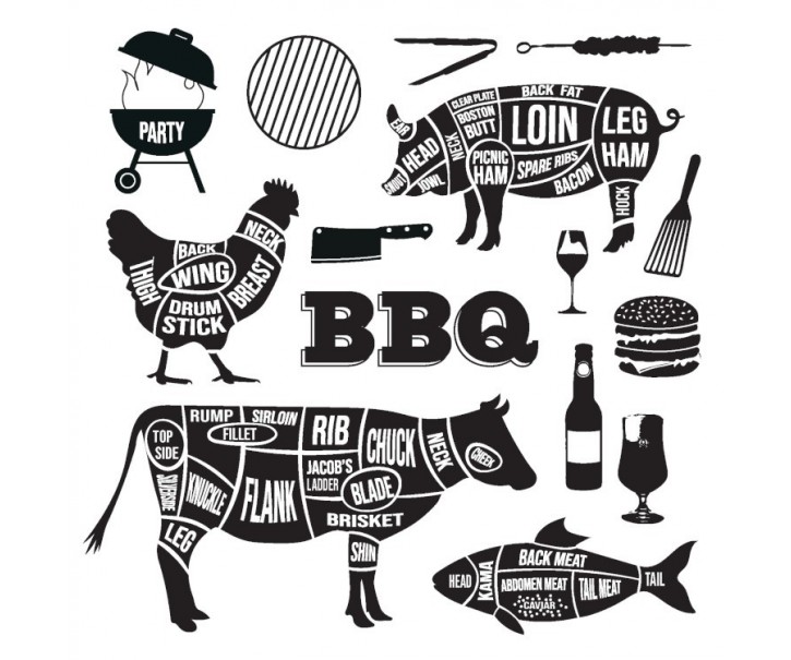 Balení bílých papírových ubrousků se zvířaty BBQ L -20 ks - 16,5*2,8*16,5 cm J-Line by Jolipa