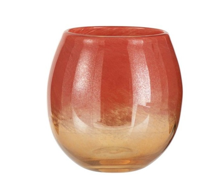Oranžová skleněná váza /svícen Oriental orange - Ø 20*18cm J-Line by Jolipa