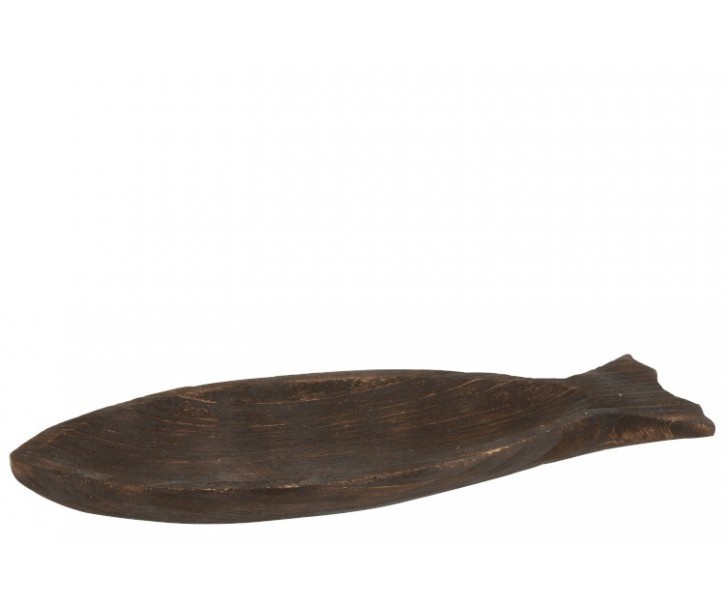 Tmavě hnědá mísa ve tvaru ryby - 62*25*6 cm J-Line by Jolipa