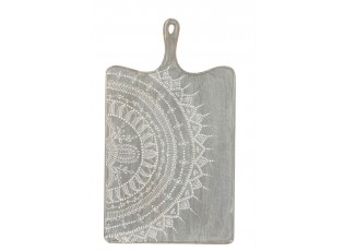 Šedé servírovací prkénko s malovaným ornamentem - 35*1,5*60 cm
