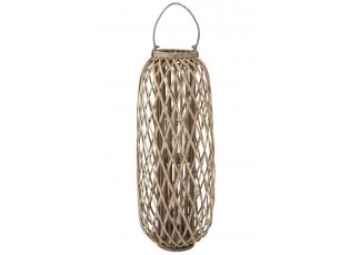 Šedohnědá dřevěná lucerna Romaine L - Ø 38,5*96,5 cm
