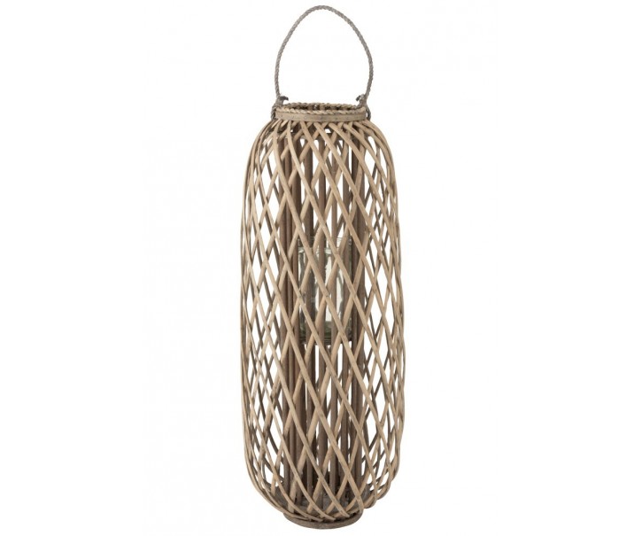 Šedohnědá dřevěná lucerna Romaine L - Ø 38,5*96,5 cm J-Line by Jolipa