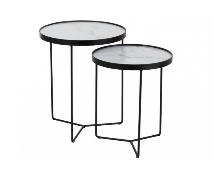 Set 2 odkládacích stolků v marble designu Helaine - Ø 45*55 cm J-Line by Jolipa
