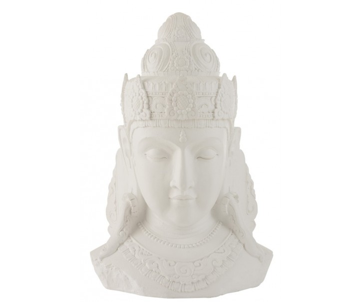 Bílá dekorace hlava Buddha - 56*41*84 cm J-Line by Jolipa