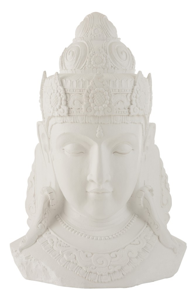 Bílá dekorace hlava Buddha - 56*41*84 cm