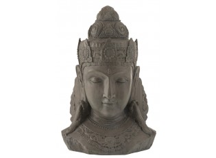 Šedá dekorativní soška hlavy Buddha L - 57*40*85 cm