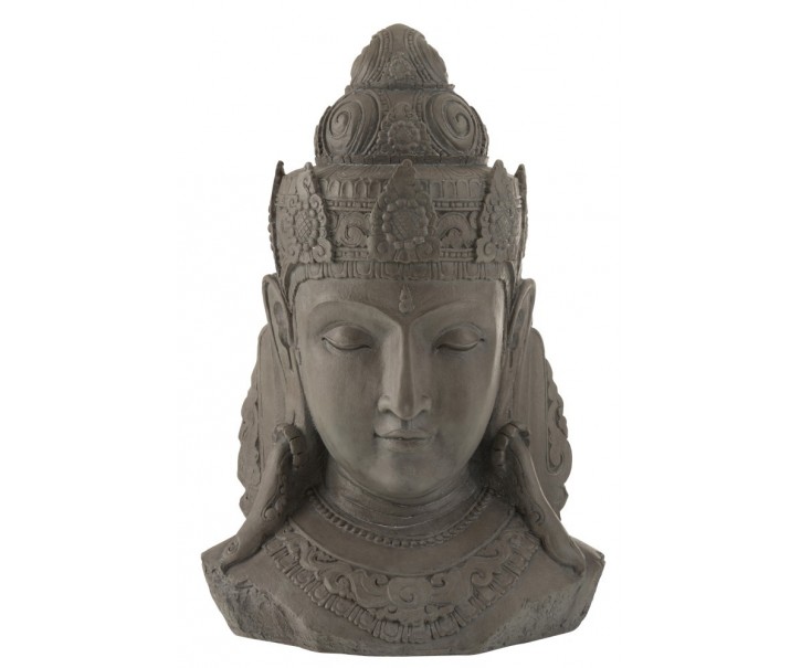 Šedá dekorativní soška hlavy Buddha L - 57*40*85 cm J-Line by Jolipa