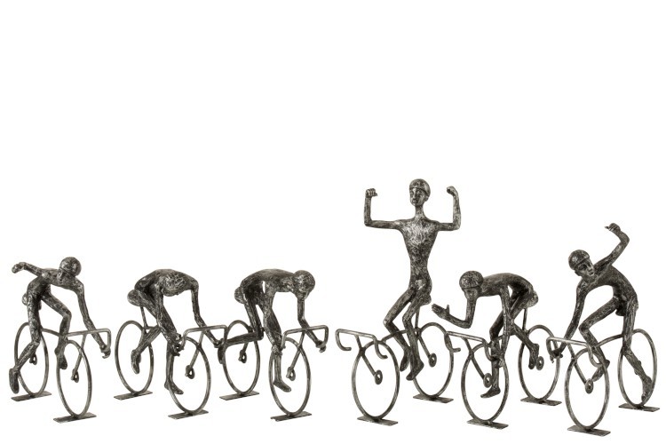 6 ks kovových dekorativních sošek cyklistů závodníků - 21,5*8*18,5 cm