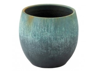 Azurovo-rezavý keramický květináč Vintage - Ø 34*30cm