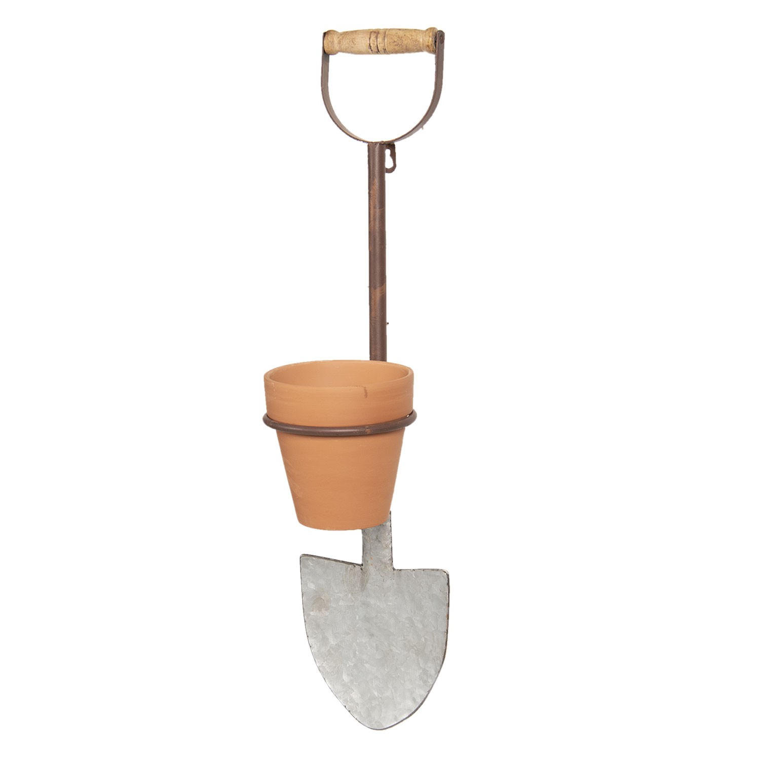 Květináč s držákem ve tvaru rýče - 17*17*63 cm Clayre & Eef Květináč s držákem ve tvaru rýče - 17*17*63 cm Clayre & Eef